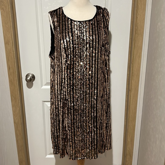 TORRID BLACK & GOLD SEQUIN A-LINE DRESS - Picture 3 of 11